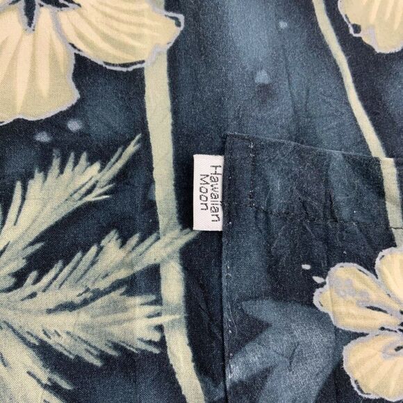 Hawaiian Moon Aloha Shirt Men’s XL Blue White Hibiscus Flower Button Front - Picture 5 of 7